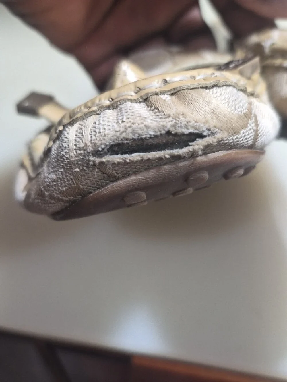 Coach Beige Signature Canvas Bow Moccasin Flats